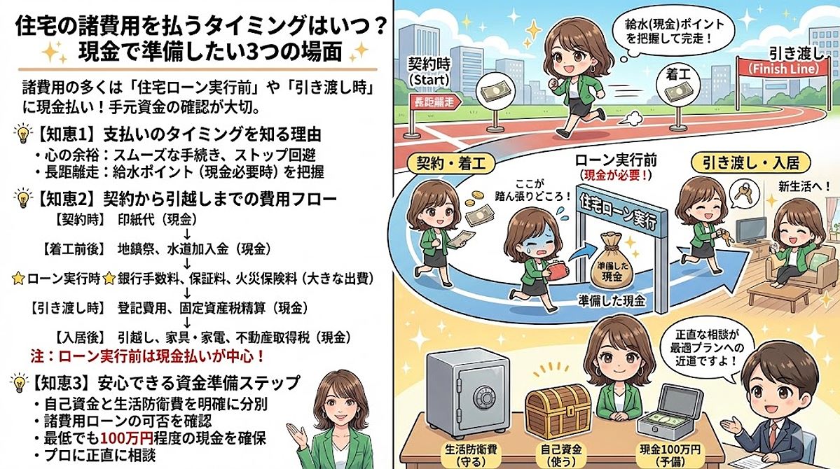 住宅の諸費用を払うタイミングはいつ？現金で準備したい3つの場面