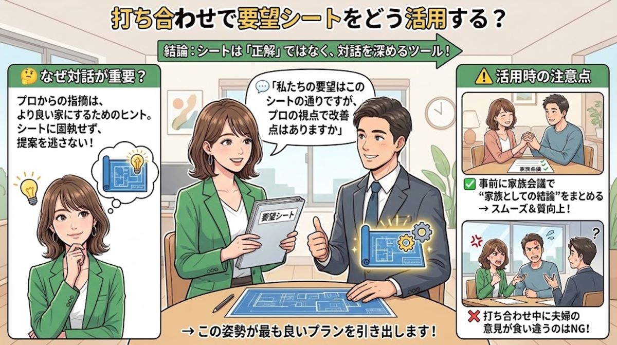 打ち合わせで要望シートをどう活用する？