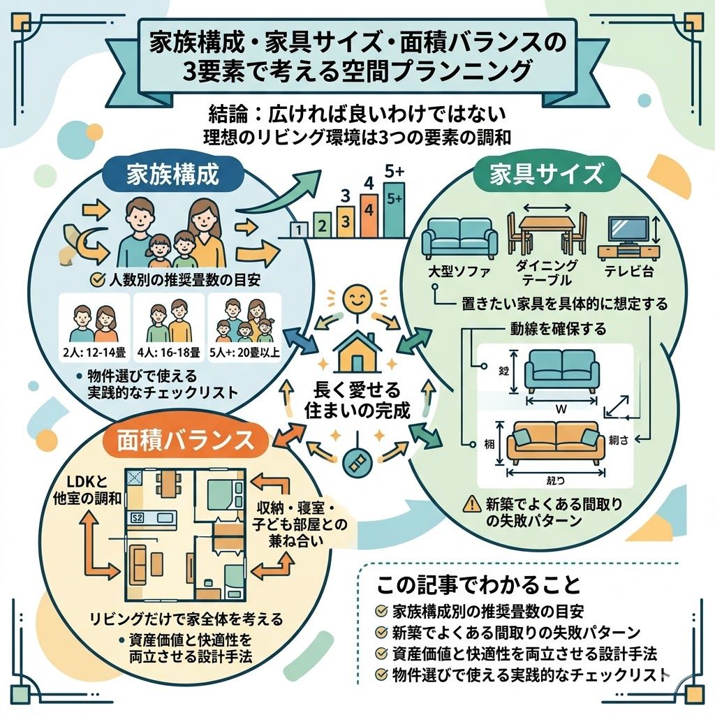 家族構成・家具サイズ・面積バランスの3要素で考える空間プランニング