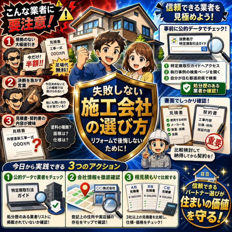 【施工会社の選び方】住宅購入後のリフォームで失敗しないために知っておくべきこと